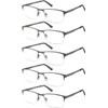 EYECEDAR 5-Pack Reading Glasses Men Blue Light Blocking Half Frame Rectangle Style Spring Hinges Readers 2.50