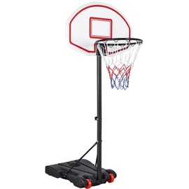 Yaheetech Portable Basketball Hoop, 5.2 to 7FT Adjustable Height Basketball Goals Basketball Stand with 29'' Backboard Outdoor Youth - Color: Red/White