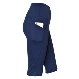 Private Island Women UPF 50+ Board Shorts Side Pockets Pants Swimsuit Beach Bathing Swim Rash Guard Yoga Bottom (S, Navy_RM5PP)