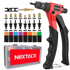 NEXTACK Rivet Nut Tool Kit with a Step Drill Bit & 80 Nutserts for Tight Space, 8" Rivnut Tool Set Riveter with 8 Mandrels 6-32 8-32 10-24 1/4-20 M3 M4 M5 M6 in Organized Rugged Carrying Case NT600