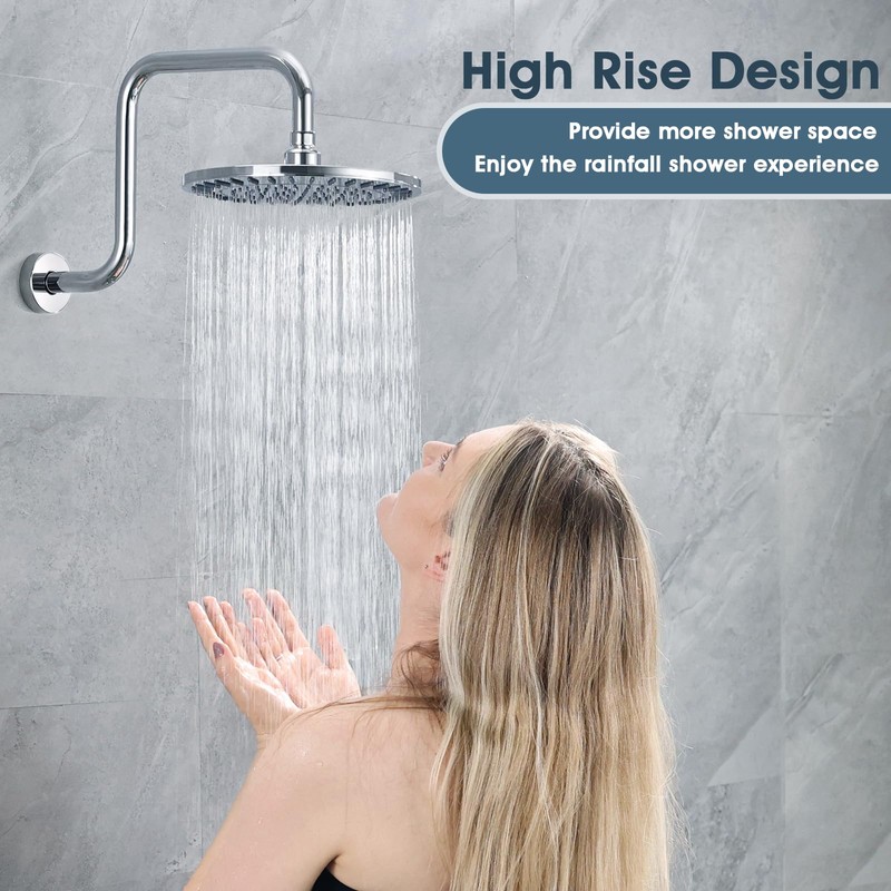 BRIGHT SHOWERS 13 Inch Shower Head Extension Arm with Flange