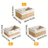 AIMALL 3pcs Rattan Woven Storage Basket Set with Fabric Liner
