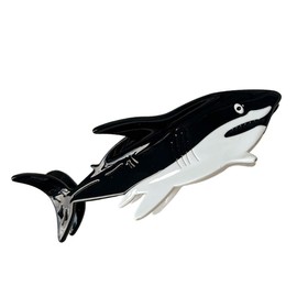 Novelty Big White Shark Hair Clip,Acetate Hair Claw,Small Hair Clips for Women,Black