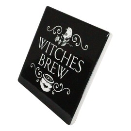 Ebros Houseware Collection Witches Brew Rose Skull and Cauldron Magic Occult Ceramic Stoneware Slate Tile Coasters for Drinks 4pc Set with Cork Backing Heat Proof Scratch Resistant Coaster Pack of 4
