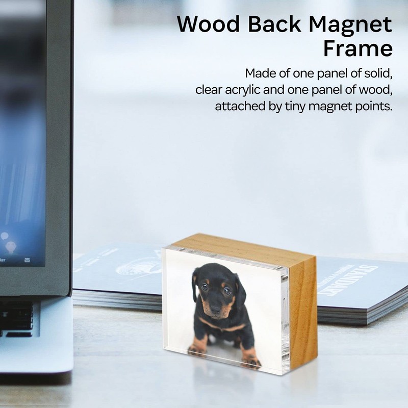 Natural Wood Back Magnet Frame by Canetti-2.5x3.5 inch