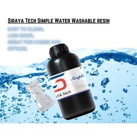 Siraya Tech Simple Water Washable 3D Printer Resin - Low Odor, Easy to Print, High Precision 405nm LCD UV-Curing Aqua Resin - Ideal for 8K Capable LCD, DLP 3D Printers - Tough and Clear (1kg)