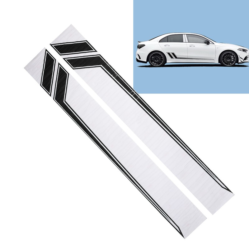 2pcs Car Side Door Sticker Waterproof Universal Sports Racing Style