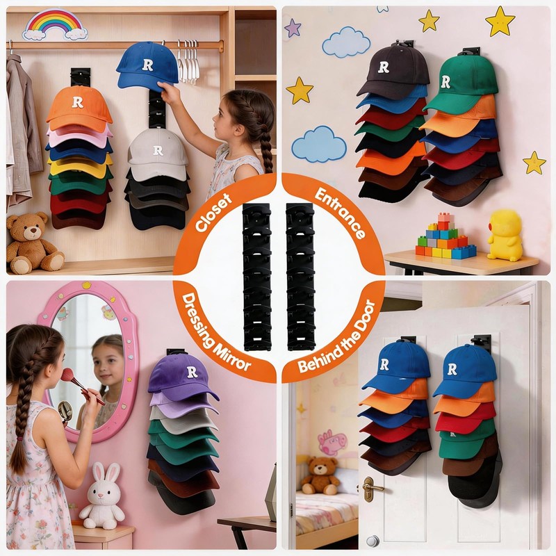 2 Pack Baseball Cap Hat Organizer(White)