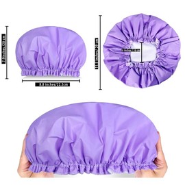 Shower Caps for Women, Terry Cloth Lined and Reusable Bath Caps, Double Waterproof Layers Shower Cap, Bathing Shower Caps, Bath Hair Cap - Color: pink