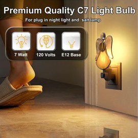 ZwwYvv Night Light Bulbs 7 Watt,E12 Candelabra Base,120V,for Nightlight and Salt Lamp,Warm White,6 Pack