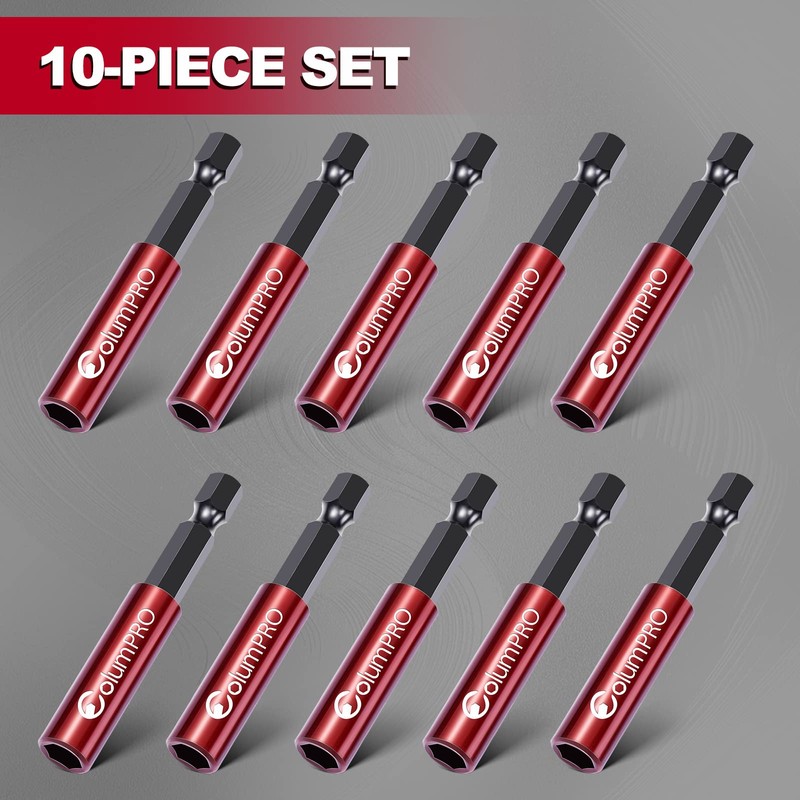 ColumPRO 10PCS 1/4" Strong Magnetic Extension Bit Holder,Hex Shank S2