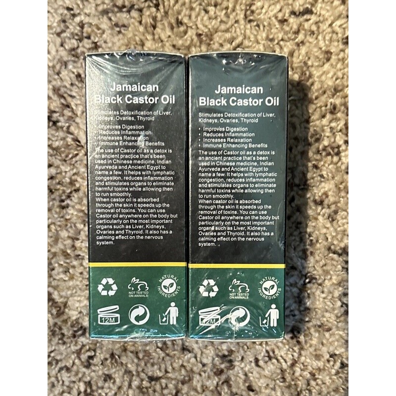 2x Aliver Jamaican Black Castor Oil 2oz. Bottles 100% Pure