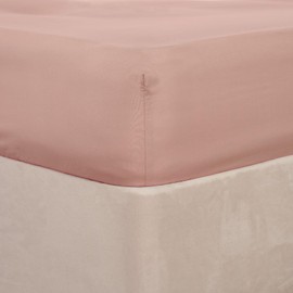 Brentfords Plain Dye Fitted Bed Sheet Non Iron Super Soft Easy Care Microfibre, Blush Pink - King Size
