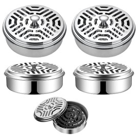 Pack of 4 Stainless Steel Holder for Mosquito Coils, Mosquito Spiral Holder Box, Mosquito Coil Holder with Lid, Mosquito Spiral Container, Metal Mosquito Coil Holder, for Home, Garden, Camping