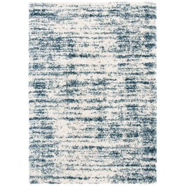 SAFAVIEH Hudson Shag Collection Area Rug - 5'3" x 7'6", Ivory & Slate Blue, Abstract Design, Non-Shedding & Easy Care, 2-inch Thick Ideal for High Traffic Areas in Living Room, Bedroom (SGH299A)