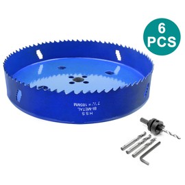 Seimneire 7-1/4 Inch Hole Saw with Heavy Duty Arbor, 1.2 Inch Cutting Depth HSS Bi-Metal Hole Drilling Cutter for Smoothly Cutting in Wood Cornhole Boards Plastic Drywall & Thin Metal