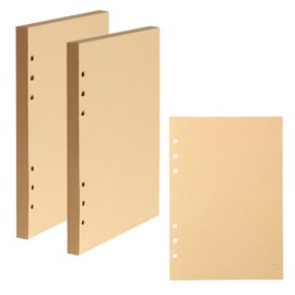 2 Packs A5 Kraft Paper Refill 160 Sheets, 6 Hole A5 Insert Refillable Paper Punched Paper Refill Pad, Loose-Leaf Planner Inserts A5 Paper for Notebook Ring Binder, 100gsm, 14.2x20.9cm, Blank