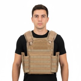 Molle Tactical Vest Outdoor Body Security Quick Release Tactical Plate Carrier Vest for Mencolor: LQ15229 Coyote