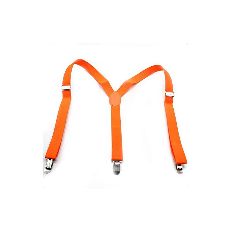 The Glowhouse Mens Neon Braces Bright Fancy Dress Suspenders (Orange)