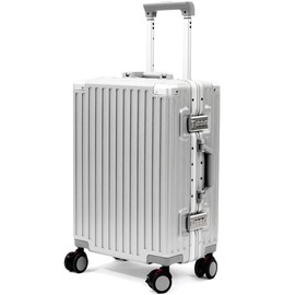 VentureVault Carry On Luggage 22x14x9 Airline Approved Aluminum Frame Suitcases With Wheels Hard Shell Suitcases Nobl Luggage With TSA Lock Zipperless Polycarbonate Suitcase (silver, 20 inch)
