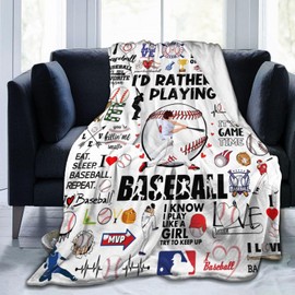 Baseball Blanket Gifts for Boys Men Baseball Coach Gifts Bedding Soft Cozy Flannel Baseball Throw Blankets for Baseball Lover Team Kids Adults 50"X40"