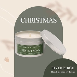 River Birch Candles Christmas Scented Candle | Premium, All-Natural, Non-Toxic, Soy Candles | 8 oz. Silver Tin Travel Candle | Cozy Relaxing Gifts for Home