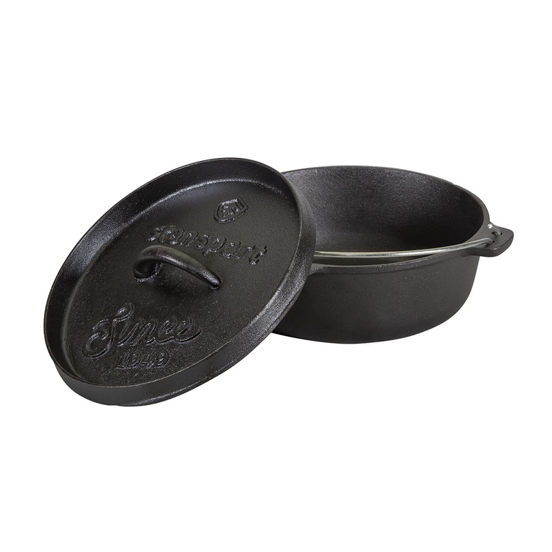 Stansport 2 QT Pre-Seasoned Cast Iron Dutch Oven Flat Bottom