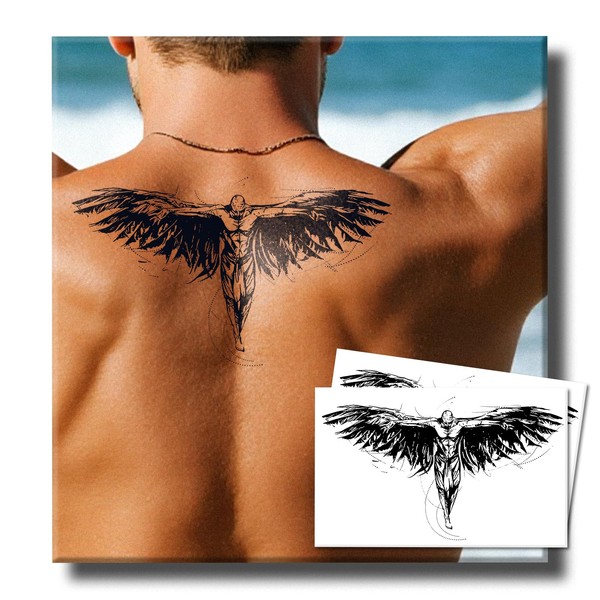 UBICA Semi Permanent Tattoo for Men(Large), 2 Sheets Angel Wing