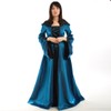 BLESSUME Gothic Renaissance Women Hooded Dress (Blue, 2XL)