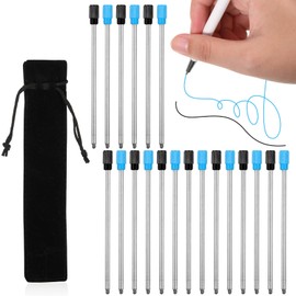 Pack of 20 Interchangeable Ballpoint Pen Refills for Diamond Crystal Stylus Pens and Ballpoint Pens, 2.75 Inch Smooth Writing, Black and Blue Ink with Black Velvet Bag (20)