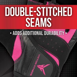 Victor Fitness Series-6 Fingerless Leather Women's Weightlifting Gloves with Full Palm Protection - Perfect for Weight Training, Bench Press, Deadlifting, Pull-Ups (Small, Black/Gray)