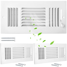 Wesiti 2 Pcs 10 x 4 Inch Ceiling Vent Covers for Home Ceiling Sidewall and Ceiling Vent Register 3 Way Vents for Sidewall Solid Steel Manual Adjuster Air Home Bathroom Toilet Office (White)