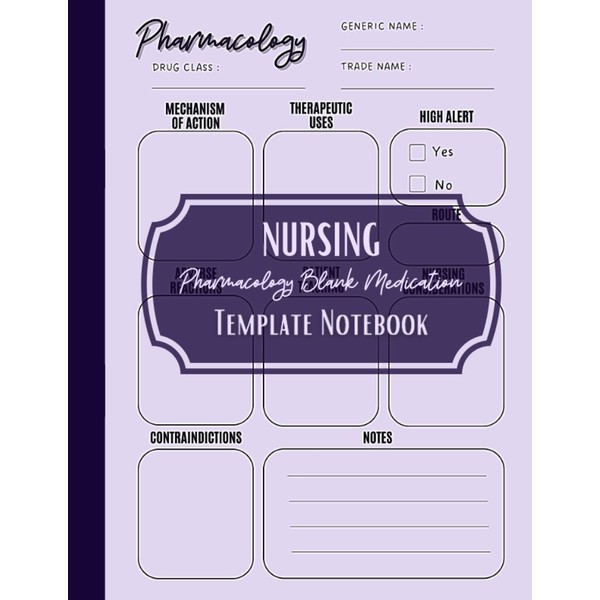 nursing pharmacology blank medication template notebook: 110 pages of blank