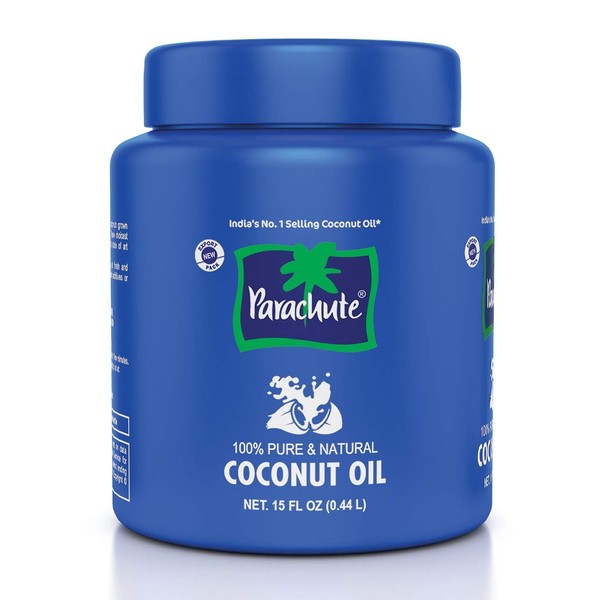 Parachute Coconut Oil Jar 15 Fl.oz. (444ml) - 100% Pure & Natural Hair Oil, Unrefined, Expeller Pressed, Cooking Oil