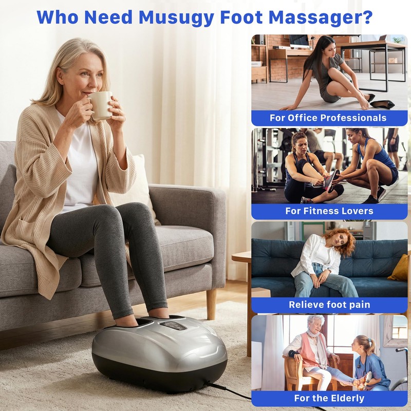 Musugy Foot Massager with Heat and Compression 2026 Upgraded Shiatsu