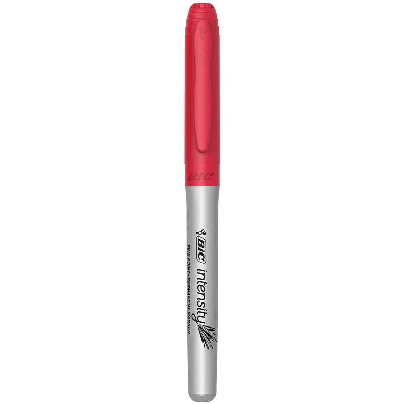 BIC Intensity Permanent Markers, Fine Point, Red, Vibrant & Long-Lasting,