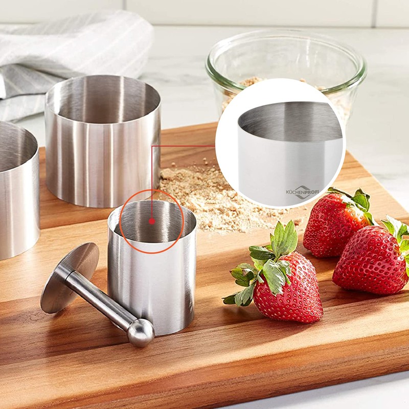 Küchenprofi Stainless Steel 6-Piece Forming Rings with Tamper/Pushers, Silver