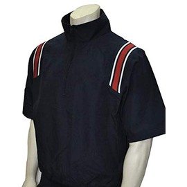 Smitty | BBS-324 | 1/2 Sleeve Microfiber Shell Pullover Umpire Jacket Poly Nylon Lining | Side Seam Pockets | Baseball Softball | Umpire's Choice! (Navy w/Red, White, Blue Insets, 2XL)
