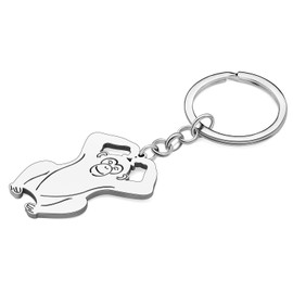 SHIGIE Stainless Steel Funny Gorilla Keychain Orangutan Wild Animals Key Ring Jewellery For Women Car Wallet Purse Key Gifts (Silver Plated)