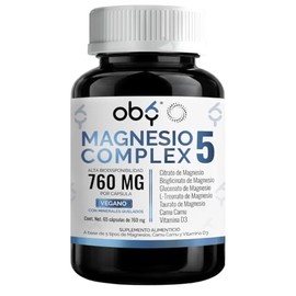 Oby Magnesio Complex Citrato Bisglicinato Treonato Gluconato Taurato Oxido Alta Absorción Biodisponibilidad Minerales Quelados Vitamina Camu Cápsulas