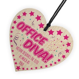 RED OCEAN Office Diva! Wooden Hanging Heart Colleague Gift Novelty Work Office Funny Sign