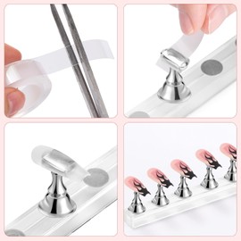 Nail Tip Stand Magnetic Nail Tip Stand, Magnetic Practice Stand, Nail Tip, Nail Base, Clear (1 Silver Piece) (Silver)