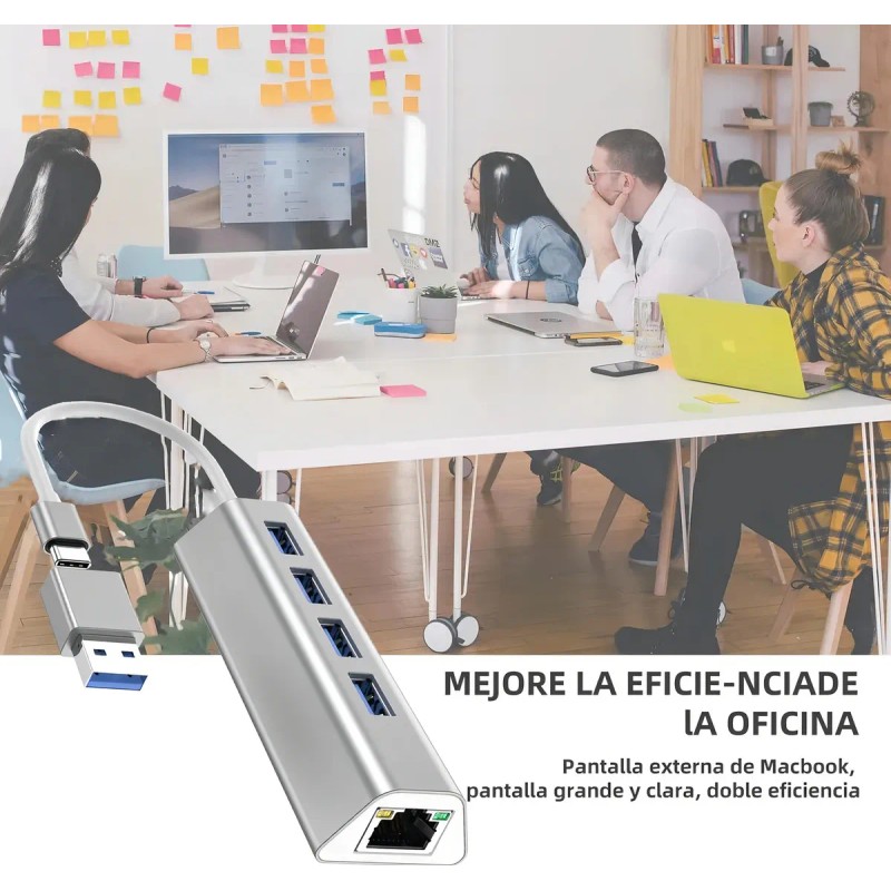 BAKEWAY Adaptador USB-C a Ethernet Gigabit 5 en 1 Hub
