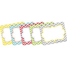 BARKER CREEK Name Badges & Self-Adhesive Labels, Beautiful Chevron, Multi-Design, Multi-Purpose Name Tags, Gift Tags, and More! 3.5" x 2.75", 45 in Pkg, Home, School and Office Supplies (1523)