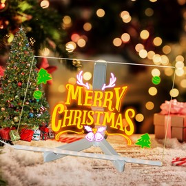 MEKOTRIN LED Note Board with Colors, Light Up Drawing Board, Acrylic LED Message Board 7 Colour Pens & Stand Luminous Writing Board for Kids Home Office School Cafe Drawing To Do List