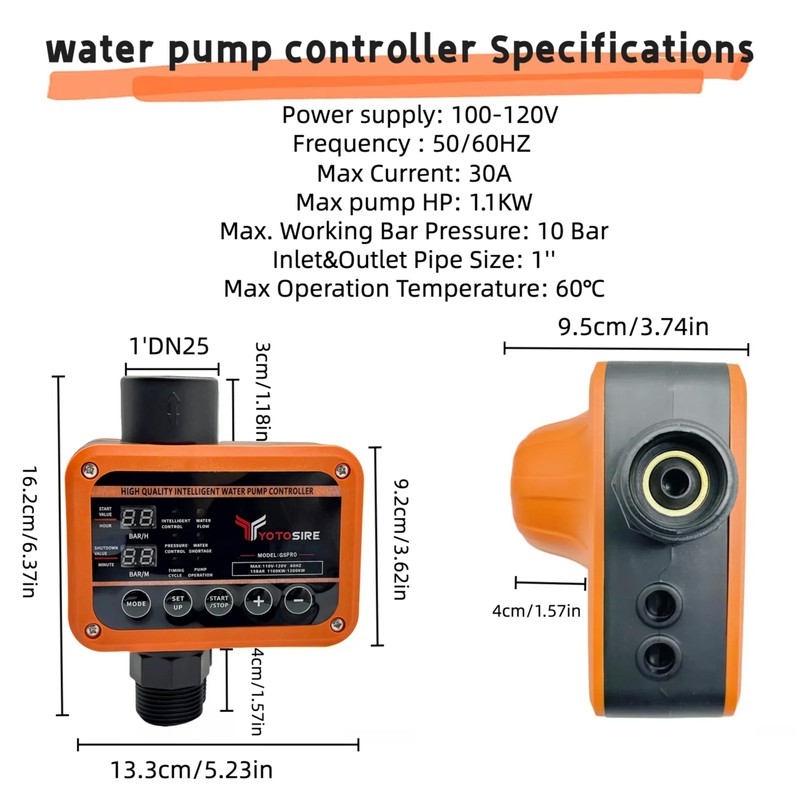 Automatic intelligent Water Pump Pressure Controller with 3 Modes 110V