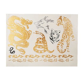 Glaryyears Metallic Gold Silver Temporary Tattoos, Large Big Fake Flash Glitter Animals Tattoo Stickers, 6 Pack for Women Men Adults Girls Body Beach Festivals Parties, Butterfly Ocean Beast Designs