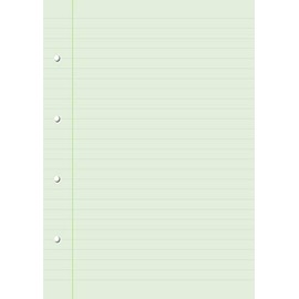 Dyslexia Visual Stress Tinted Coloured Lined Writing Paper Ruled with Margin 50 Sheets 10mm Lines Green A4, 4 Hole Punched re-Fill Pack