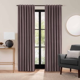 Eclipse Luxury Cotton Velvet 100% Blackout Rod Pocket Back Tab 84" x 50" Curtain Window Panel in Truffle, 50x84