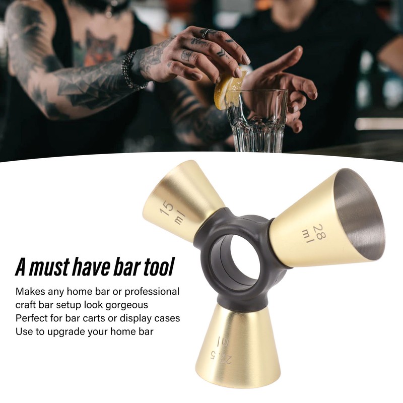 3 End Bar Measuring Cup 304 Stainless Steel Ergonomic Wine